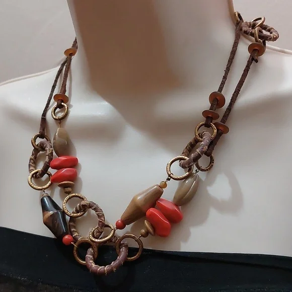 Vintage Y2K Coldwater Creek Mixed Media Boho Statement Necklace - Picture 5 of 6